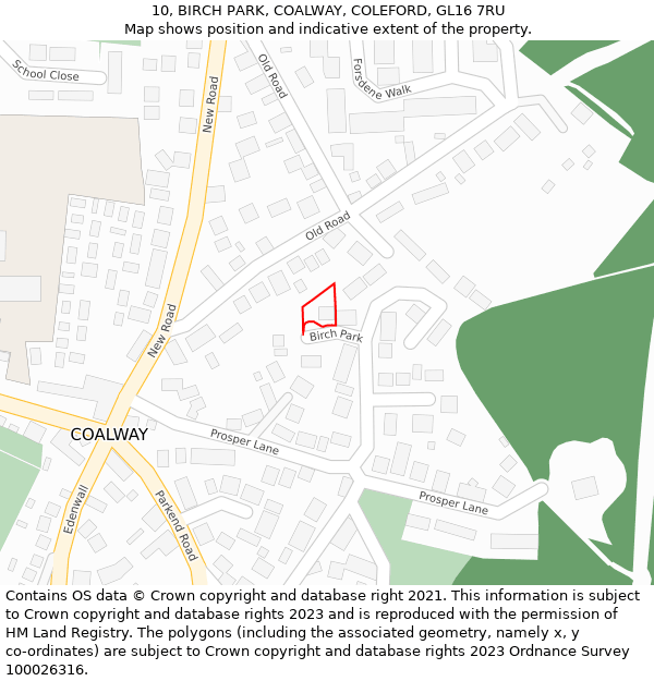 10, BIRCH PARK, COALWAY, COLEFORD, GL16 7RU: Location map and indicative extent of plot