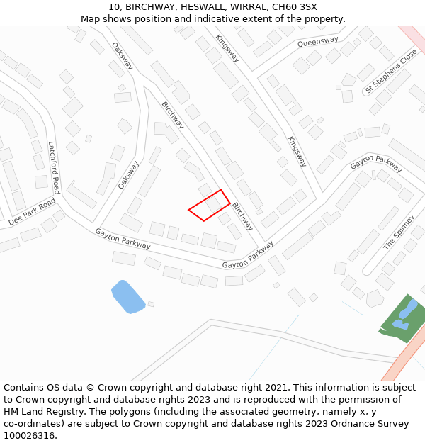 10, BIRCHWAY, HESWALL, WIRRAL, CH60 3SX: Location map and indicative extent of plot