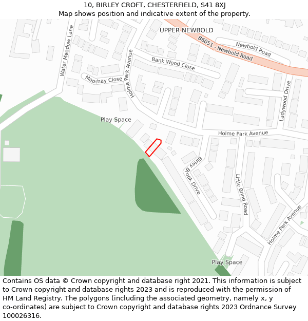 10, BIRLEY CROFT, CHESTERFIELD, S41 8XJ: Location map and indicative extent of plot