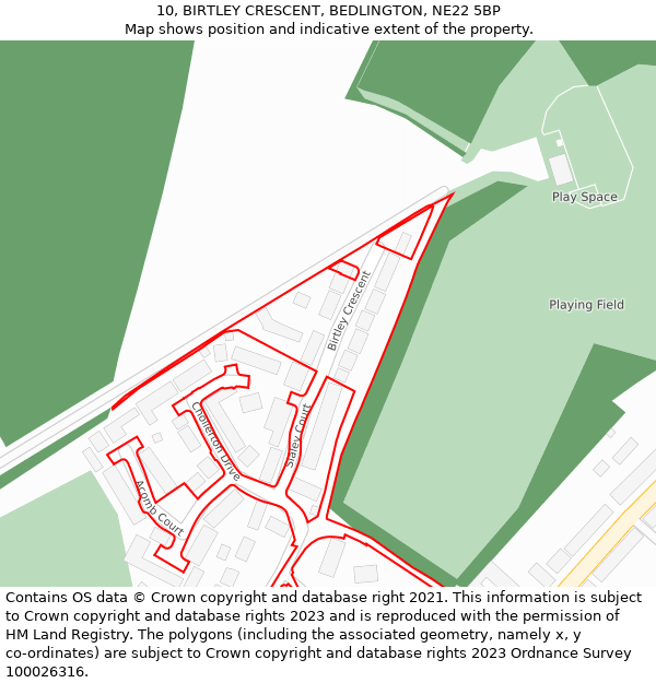10, BIRTLEY CRESCENT, BEDLINGTON, NE22 5BP: Location map and indicative extent of plot