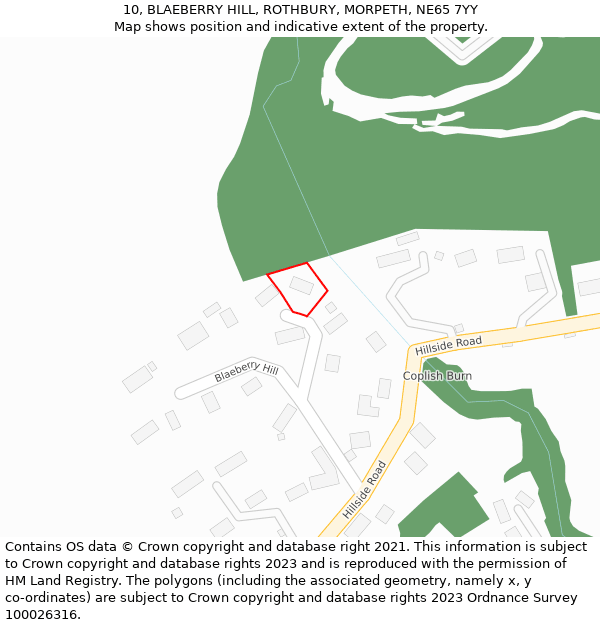 10, BLAEBERRY HILL, ROTHBURY, MORPETH, NE65 7YY: Location map and indicative extent of plot