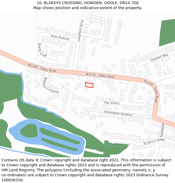 10, BLAKEYS CROSSING, HOWDEN, GOOLE, DN14 7GE: Location map and indicative extent of plot