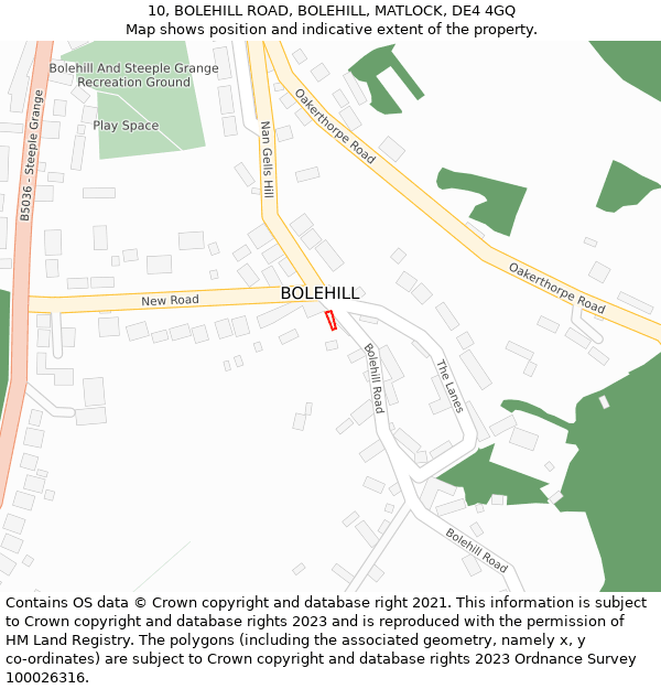 10, BOLEHILL ROAD, BOLEHILL, MATLOCK, DE4 4GQ: Location map and indicative extent of plot