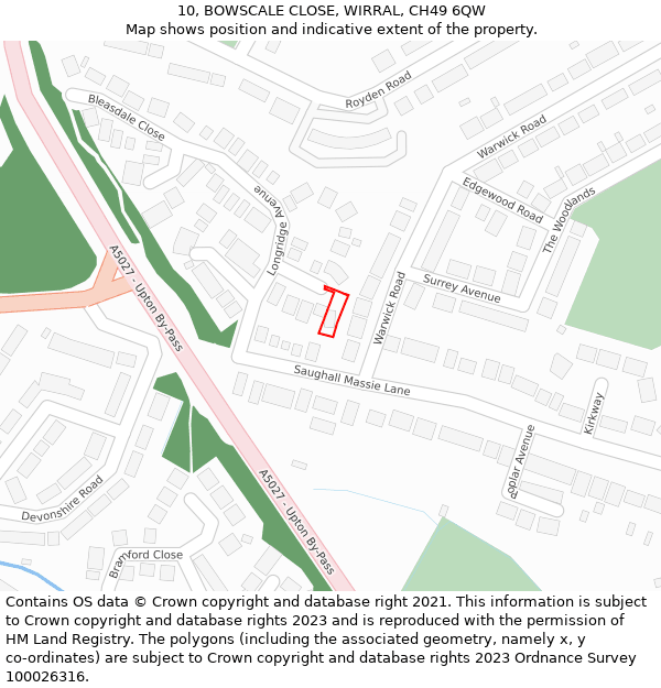 10, BOWSCALE CLOSE, WIRRAL, CH49 6QW: Location map and indicative extent of plot