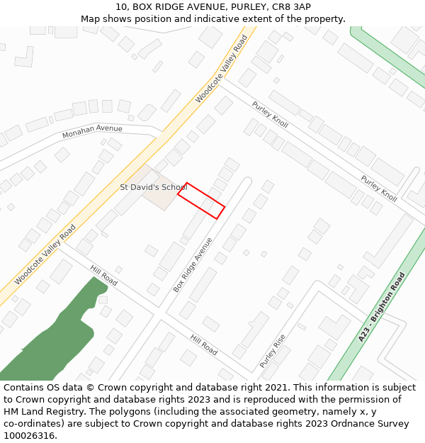 10, BOX RIDGE AVENUE, PURLEY, CR8 3AP: Location map and indicative extent of plot