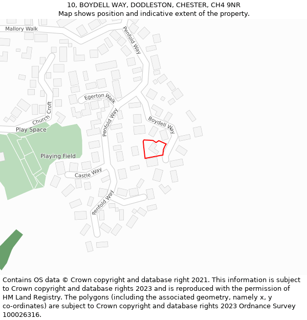 10, BOYDELL WAY, DODLESTON, CHESTER, CH4 9NR: Location map and indicative extent of plot