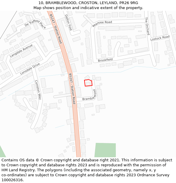 10, BRAMBLEWOOD, CROSTON, LEYLAND, PR26 9RG: Location map and indicative extent of plot