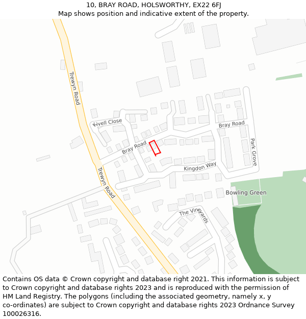 10, BRAY ROAD, HOLSWORTHY, EX22 6FJ: Location map and indicative extent of plot