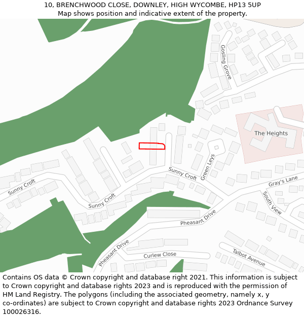 10, BRENCHWOOD CLOSE, DOWNLEY, HIGH WYCOMBE, HP13 5UP: Location map and indicative extent of plot