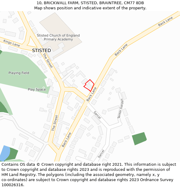 10, BRICKWALL FARM, STISTED, BRAINTREE, CM77 8DB: Location map and indicative extent of plot