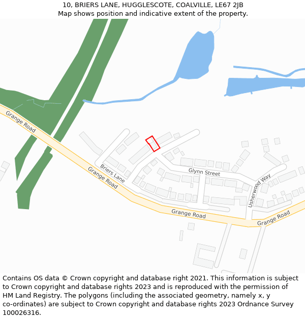 10, BRIERS LANE, HUGGLESCOTE, COALVILLE, LE67 2JB: Location map and indicative extent of plot