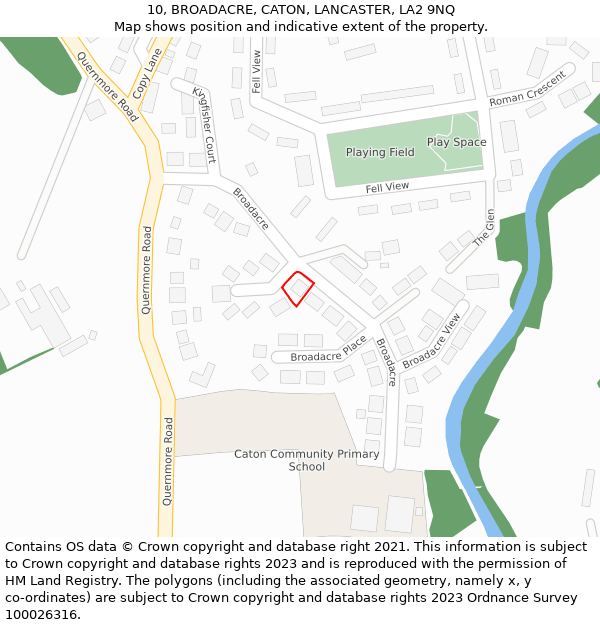 10, BROADACRE, CATON, LANCASTER, LA2 9NQ: Location map and indicative extent of plot