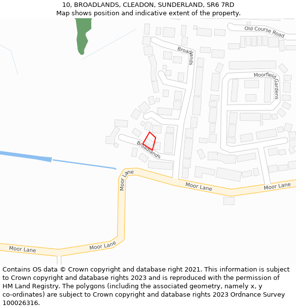 10, BROADLANDS, CLEADON, SUNDERLAND, SR6 7RD: Location map and indicative extent of plot