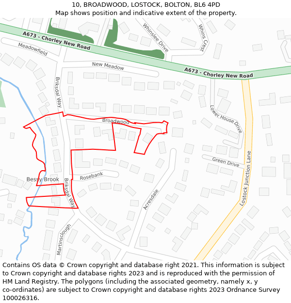 10, BROADWOOD, LOSTOCK, BOLTON, BL6 4PD: Location map and indicative extent of plot