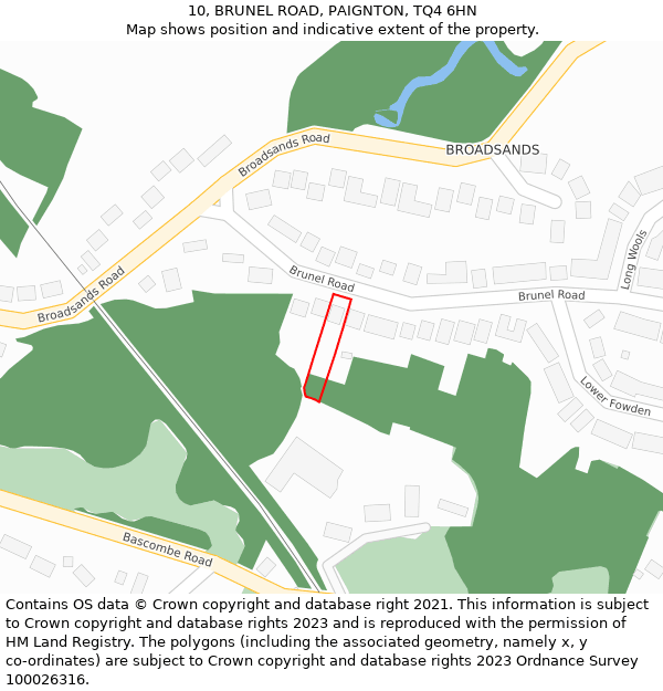 10, BRUNEL ROAD, PAIGNTON, TQ4 6HN: Location map and indicative extent of plot