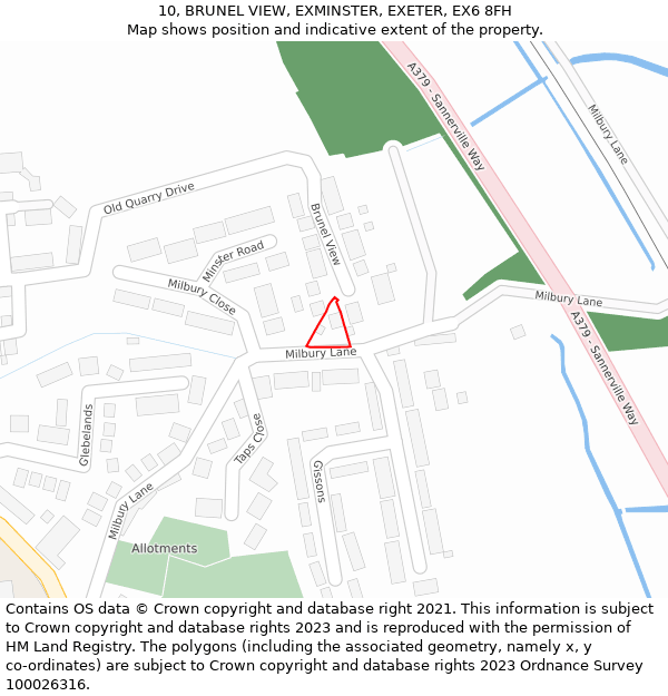 10, BRUNEL VIEW, EXMINSTER, EXETER, EX6 8FH: Location map and indicative extent of plot