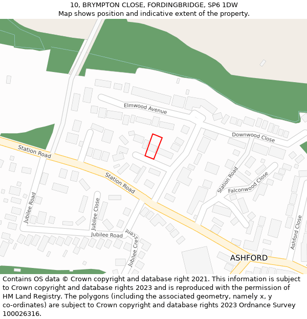 10, BRYMPTON CLOSE, FORDINGBRIDGE, SP6 1DW: Location map and indicative extent of plot