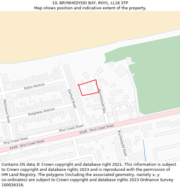 10, BRYNHEDYDD BAY, RHYL, LL18 3TP: Location map and indicative extent of plot