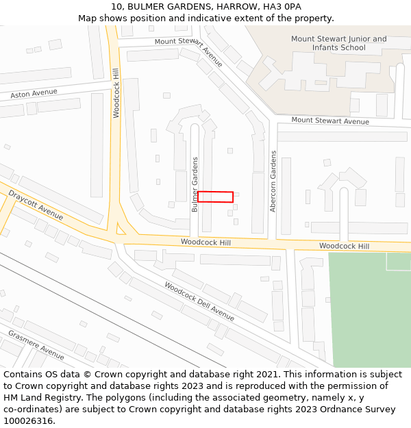 10, BULMER GARDENS, HARROW, HA3 0PA: Location map and indicative extent of plot