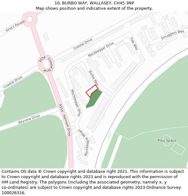 10, BURBO WAY, WALLASEY, CH45 3NP: Location map and indicative extent of plot