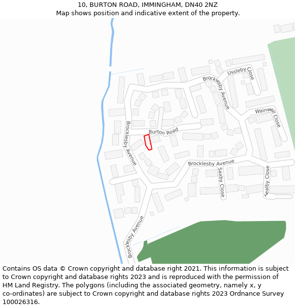 10, BURTON ROAD, IMMINGHAM, DN40 2NZ: Location map and indicative extent of plot