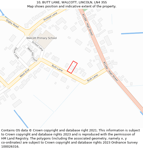 10, BUTT LANE, WALCOTT, LINCOLN, LN4 3SS: Location map and indicative extent of plot