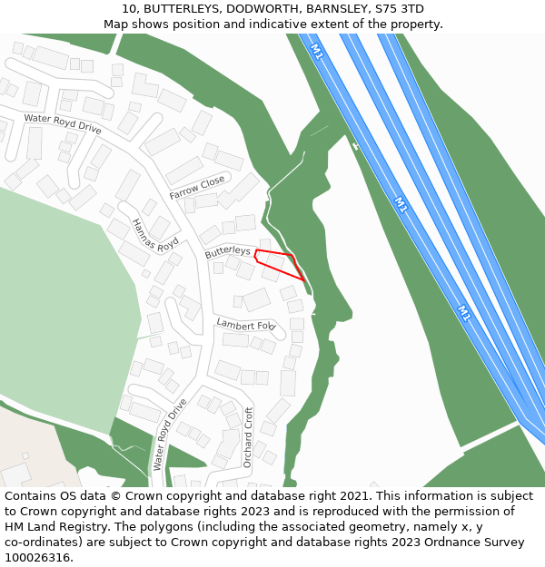 10, BUTTERLEYS, DODWORTH, BARNSLEY, S75 3TD: Location map and indicative extent of plot