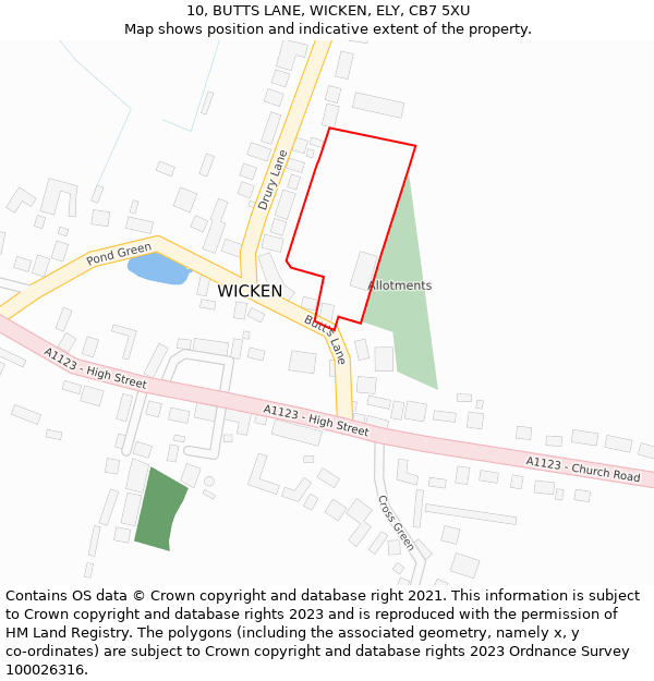 10, BUTTS LANE, WICKEN, ELY, CB7 5XU: Location map and indicative extent of plot