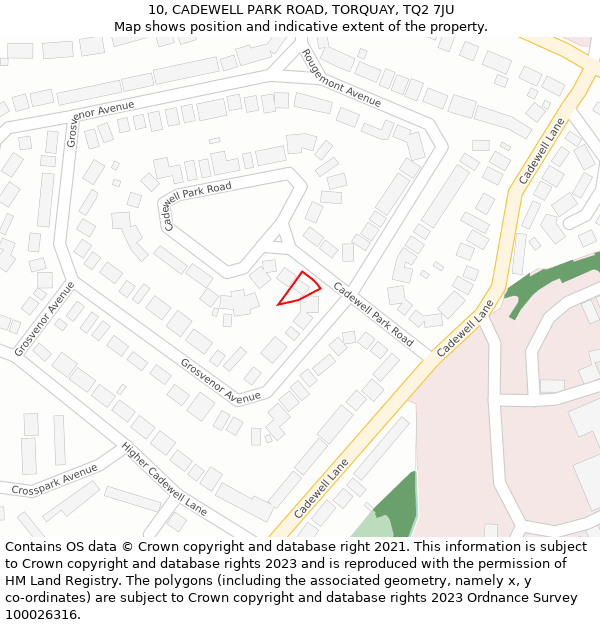 10, CADEWELL PARK ROAD, TORQUAY, TQ2 7JU: Location map and indicative extent of plot