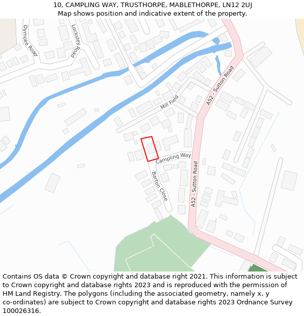 10, CAMPLING WAY, TRUSTHORPE, MABLETHORPE, LN12 2UJ: Location map and indicative extent of plot