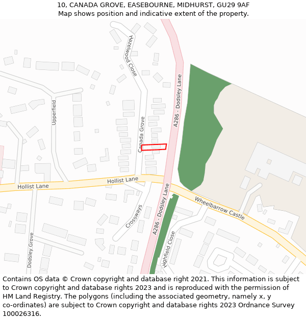 10, CANADA GROVE, EASEBOURNE, MIDHURST, GU29 9AF: Location map and indicative extent of plot