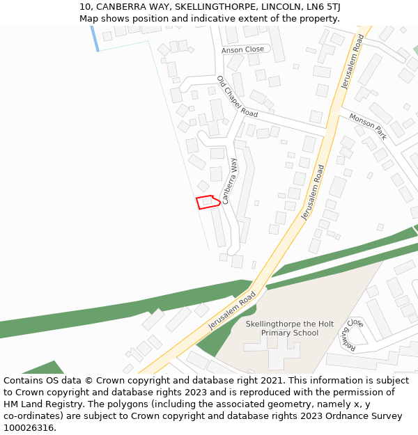 10, CANBERRA WAY, SKELLINGTHORPE, LINCOLN, LN6 5TJ: Location map and indicative extent of plot