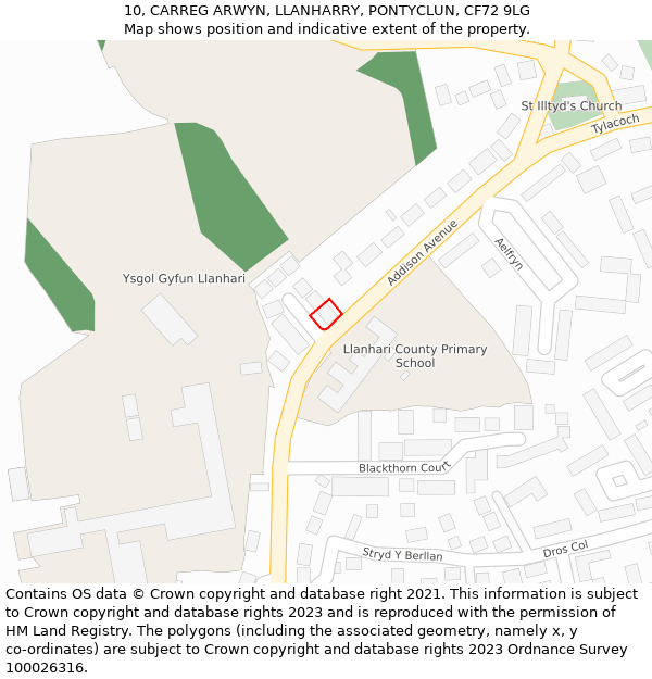 10, CARREG ARWYN, LLANHARRY, PONTYCLUN, CF72 9LG: Location map and indicative extent of plot