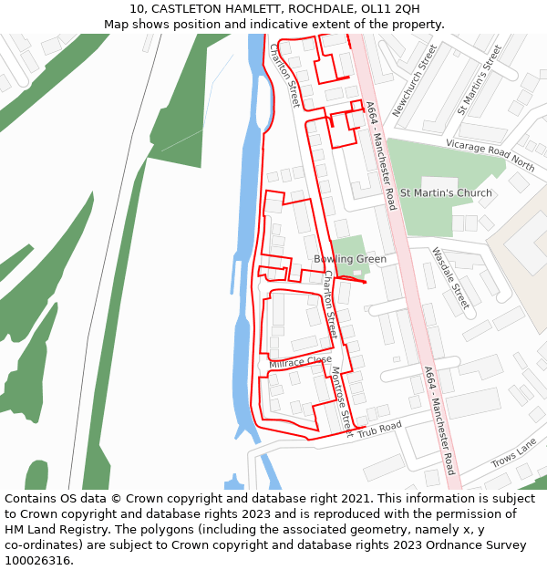 10, CASTLETON HAMLETT, ROCHDALE, OL11 2QH: Location map and indicative extent of plot