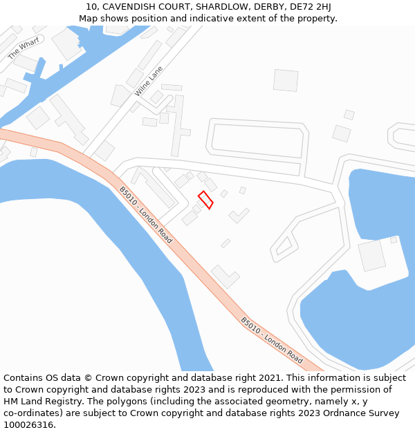 10, CAVENDISH COURT, SHARDLOW, DERBY, DE72 2HJ: Location map and indicative extent of plot