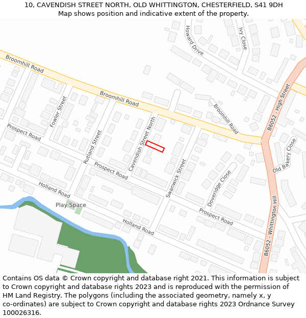 10, CAVENDISH STREET NORTH, OLD WHITTINGTON, CHESTERFIELD, S41 9DH: Location map and indicative extent of plot