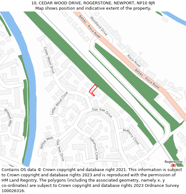 10, CEDAR WOOD DRIVE, ROGERSTONE, NEWPORT, NP10 9JR: Location map and indicative extent of plot