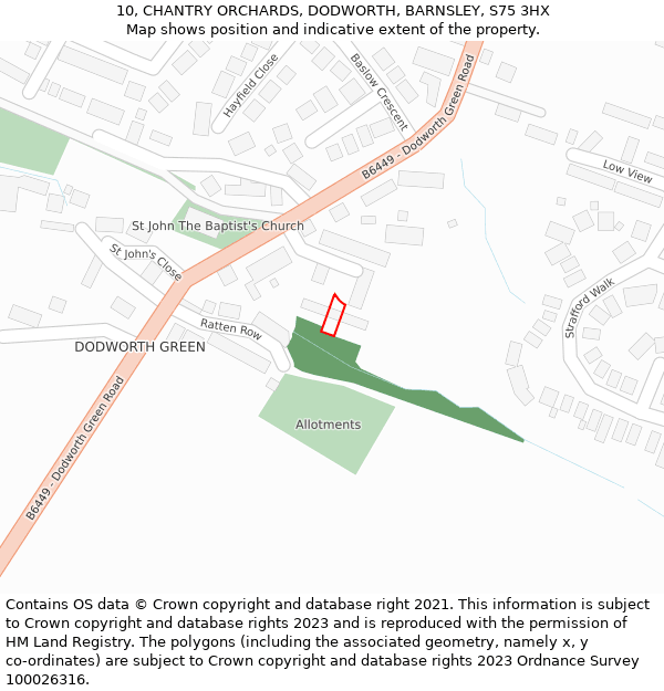 10, CHANTRY ORCHARDS, DODWORTH, BARNSLEY, S75 3HX: Location map and indicative extent of plot