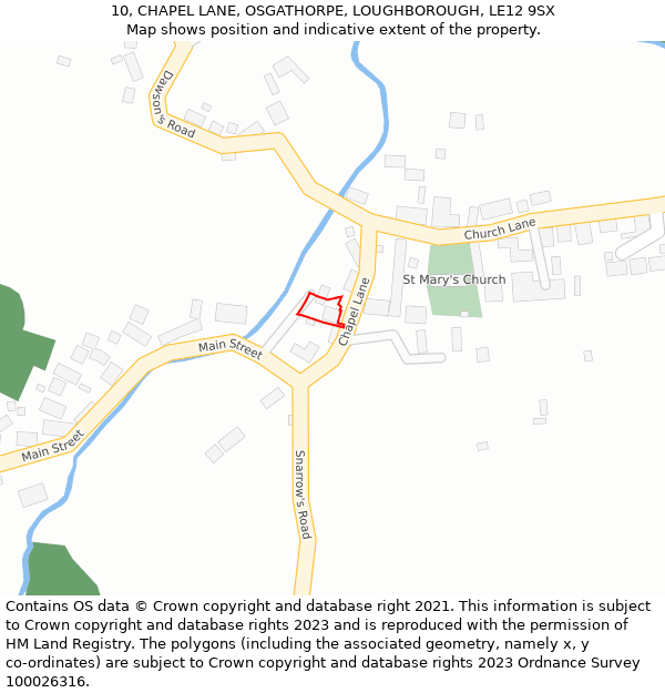 10, CHAPEL LANE, OSGATHORPE, LOUGHBOROUGH, LE12 9SX: Location map and indicative extent of plot