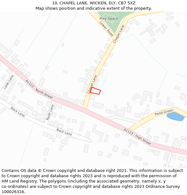 10, CHAPEL LANE, WICKEN, ELY, CB7 5XZ: Location map and indicative extent of plot