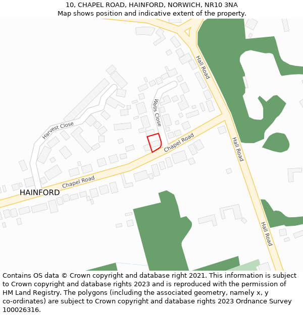 10, CHAPEL ROAD, HAINFORD, NORWICH, NR10 3NA: Location map and indicative extent of plot