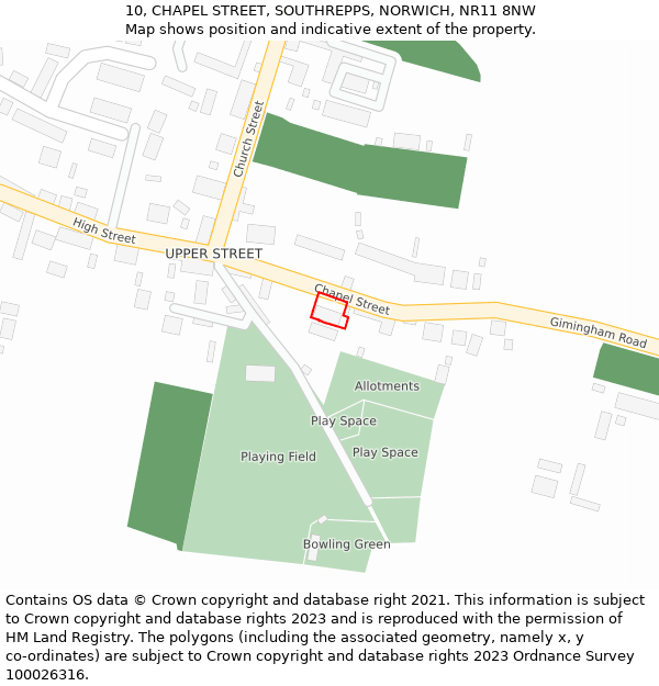 10, CHAPEL STREET, SOUTHREPPS, NORWICH, NR11 8NW: Location map and indicative extent of plot