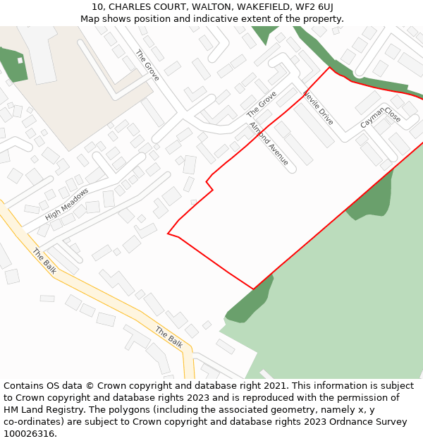 10, CHARLES COURT, WALTON, WAKEFIELD, WF2 6UJ: Location map and indicative extent of plot