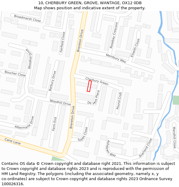 10, CHERBURY GREEN, GROVE, WANTAGE, OX12 0DB: Location map and indicative extent of plot