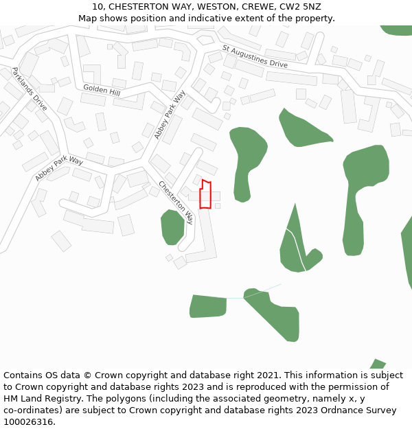 10, CHESTERTON WAY, WESTON, CREWE, CW2 5NZ: Location map and indicative extent of plot