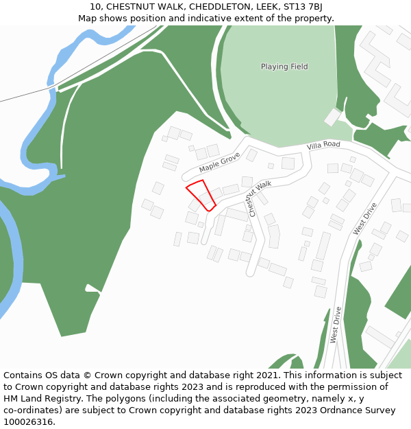 10, CHESTNUT WALK, CHEDDLETON, LEEK, ST13 7BJ: Location map and indicative extent of plot