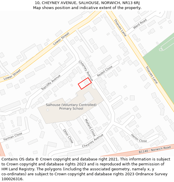 10, CHEYNEY AVENUE, SALHOUSE, NORWICH, NR13 6RJ: Location map and indicative extent of plot