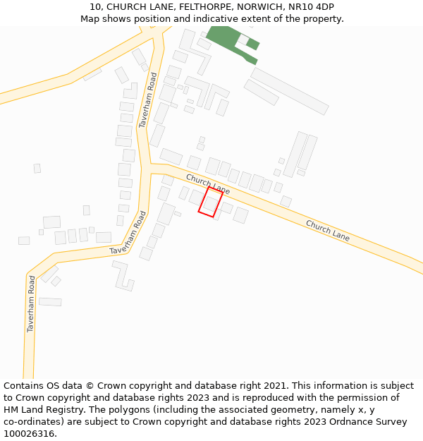 10, CHURCH LANE, FELTHORPE, NORWICH, NR10 4DP: Location map and indicative extent of plot