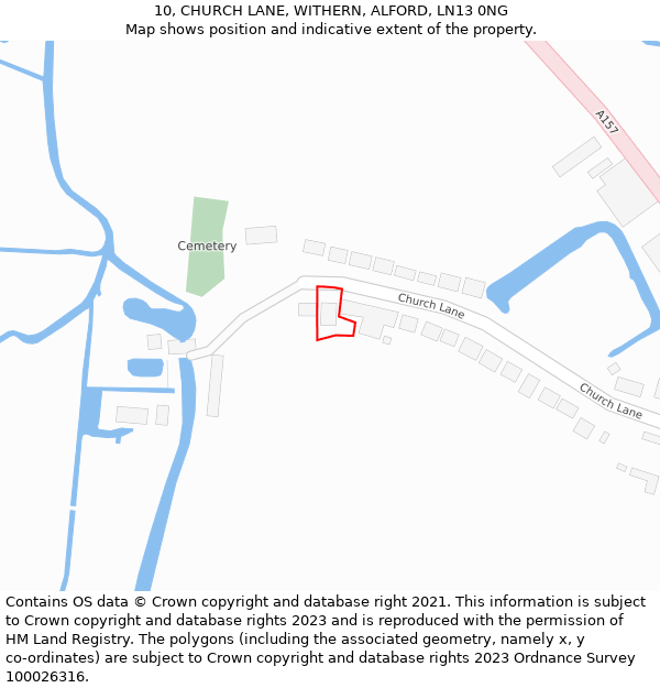 10, CHURCH LANE, WITHERN, ALFORD, LN13 0NG: Location map and indicative extent of plot