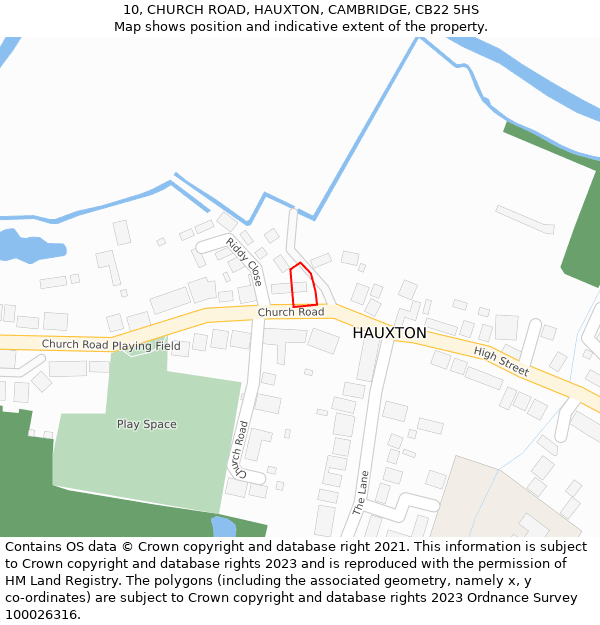 10, CHURCH ROAD, HAUXTON, CAMBRIDGE, CB22 5HS: Location map and indicative extent of plot